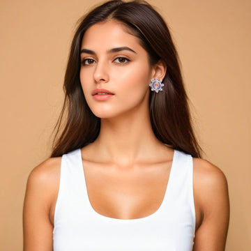 Indigo Bloom Studs - Rajata Collection