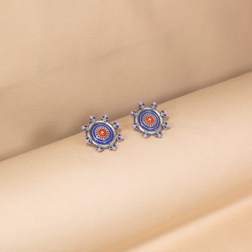Indigo Bloom Studs - Rajata Collection