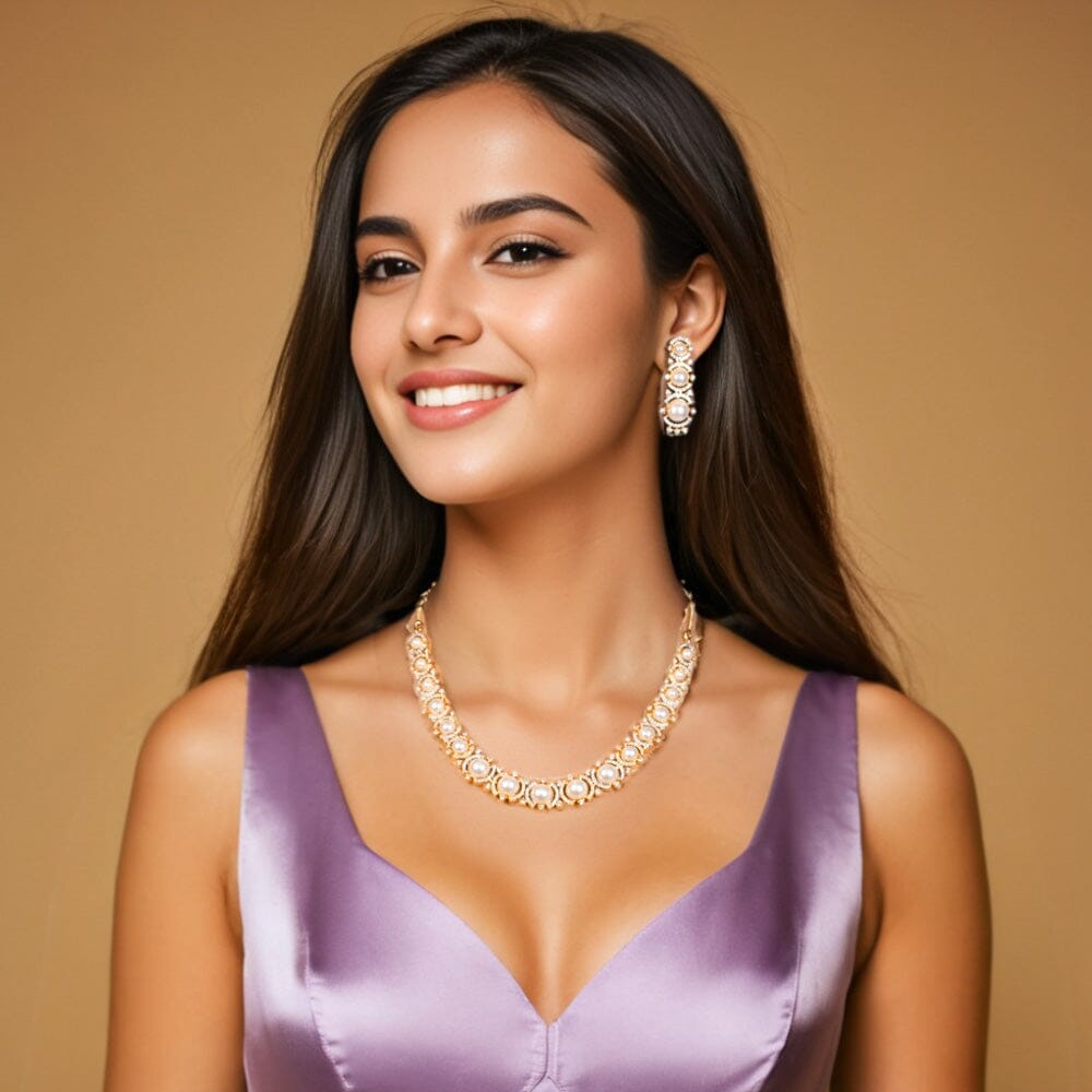 Iselda Pearl Necklace Set - Pratha Collection