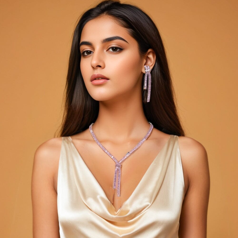 Isla Statement Necklace Set-Purple-Glitterati Collection