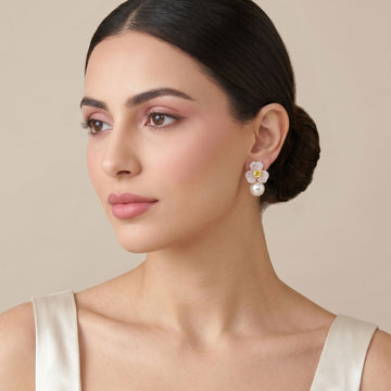 Jasmine Halo Pearl Earrings