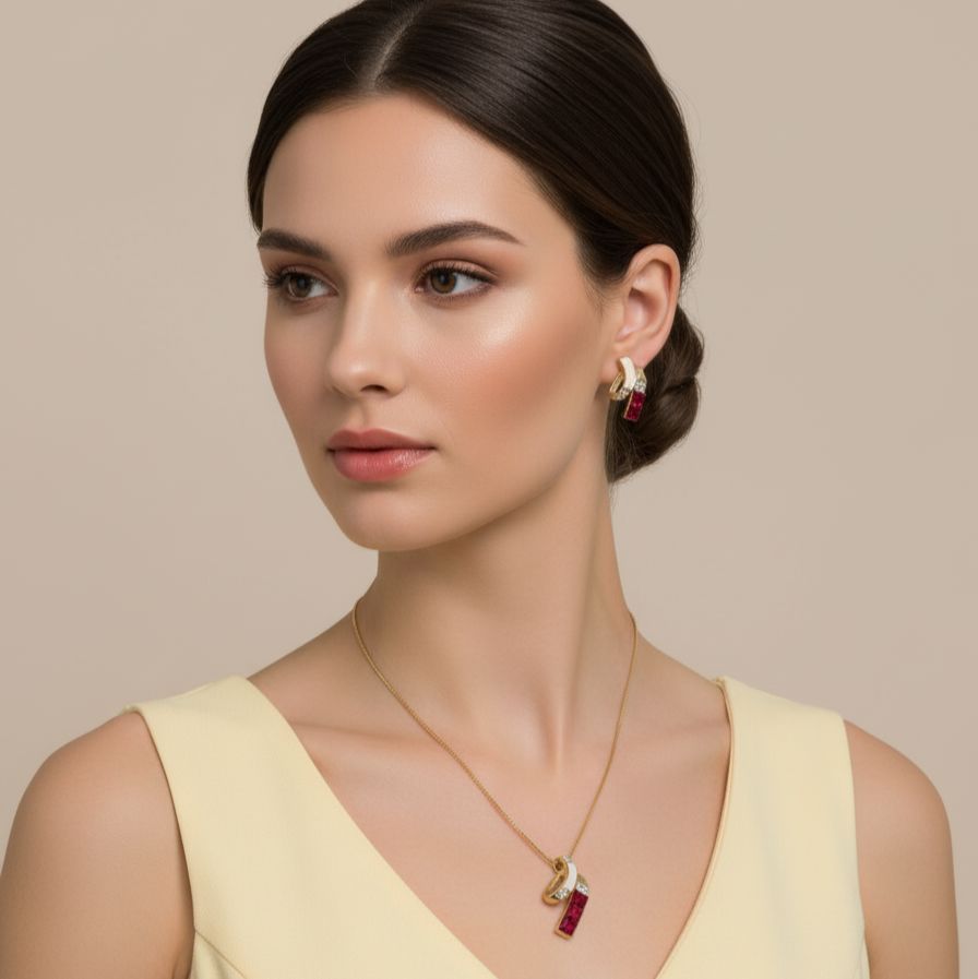 Jeanne Pendant Set - Red - Minima Collection