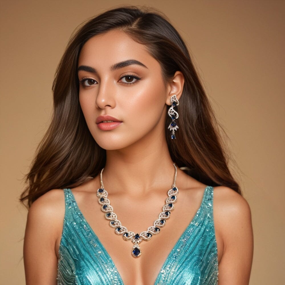 Kesha Necklace Set - Blue - Glitterati Collection