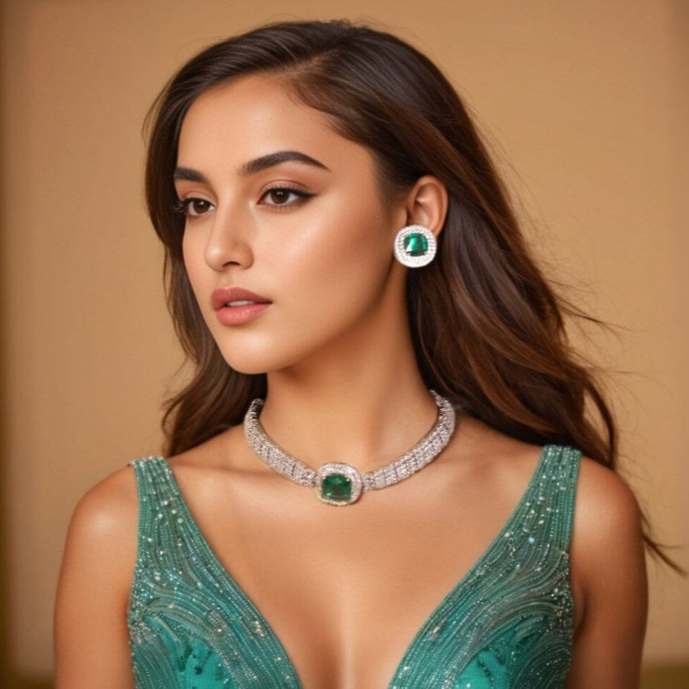 Kiara Choker Set - Sea Green - Glitterati Collection