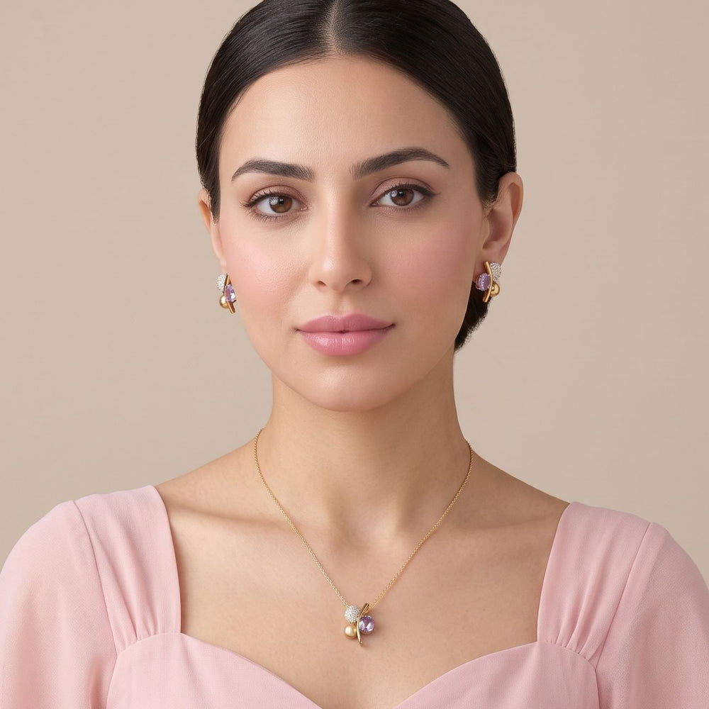 Lavender Orbit Pendant Set