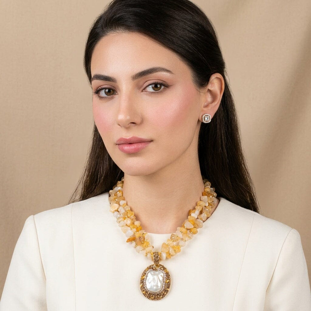 Lavinia Charm Necklace Set - Yellow