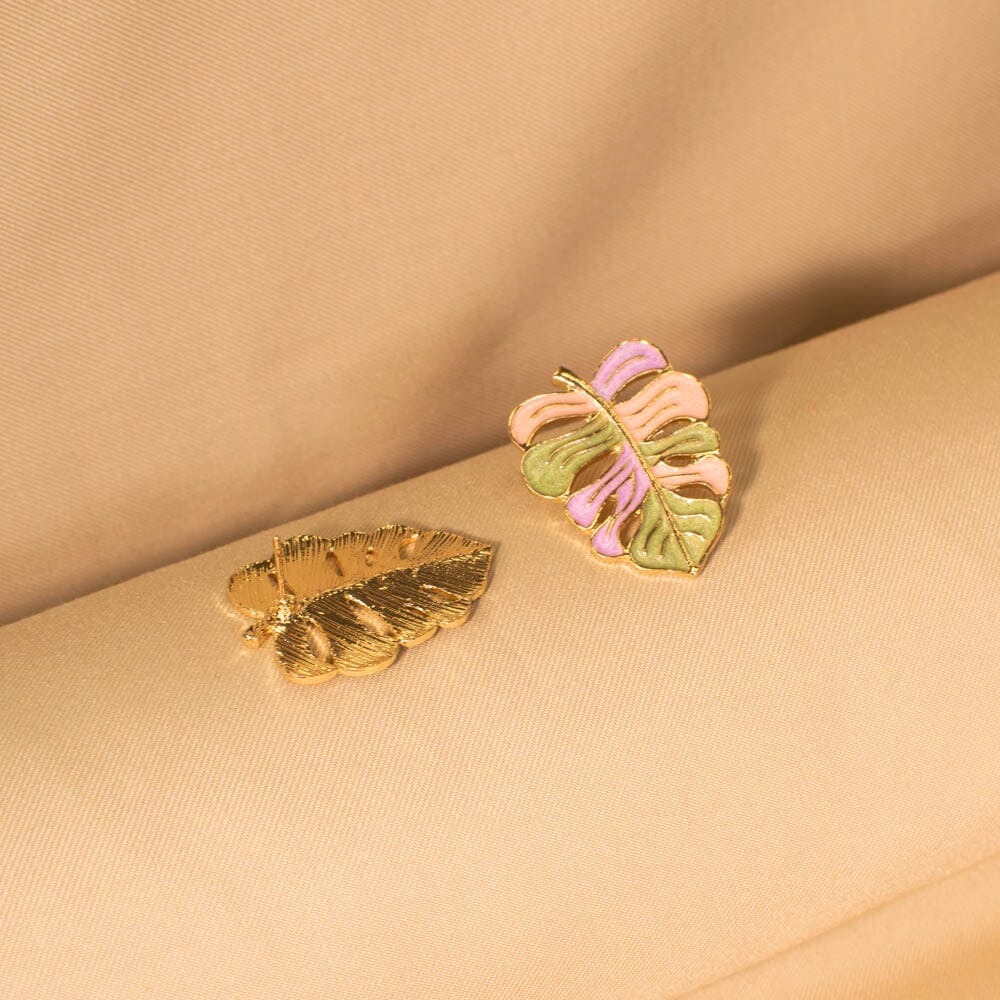 Leafy Loom Studs - Pink - Nature Collection