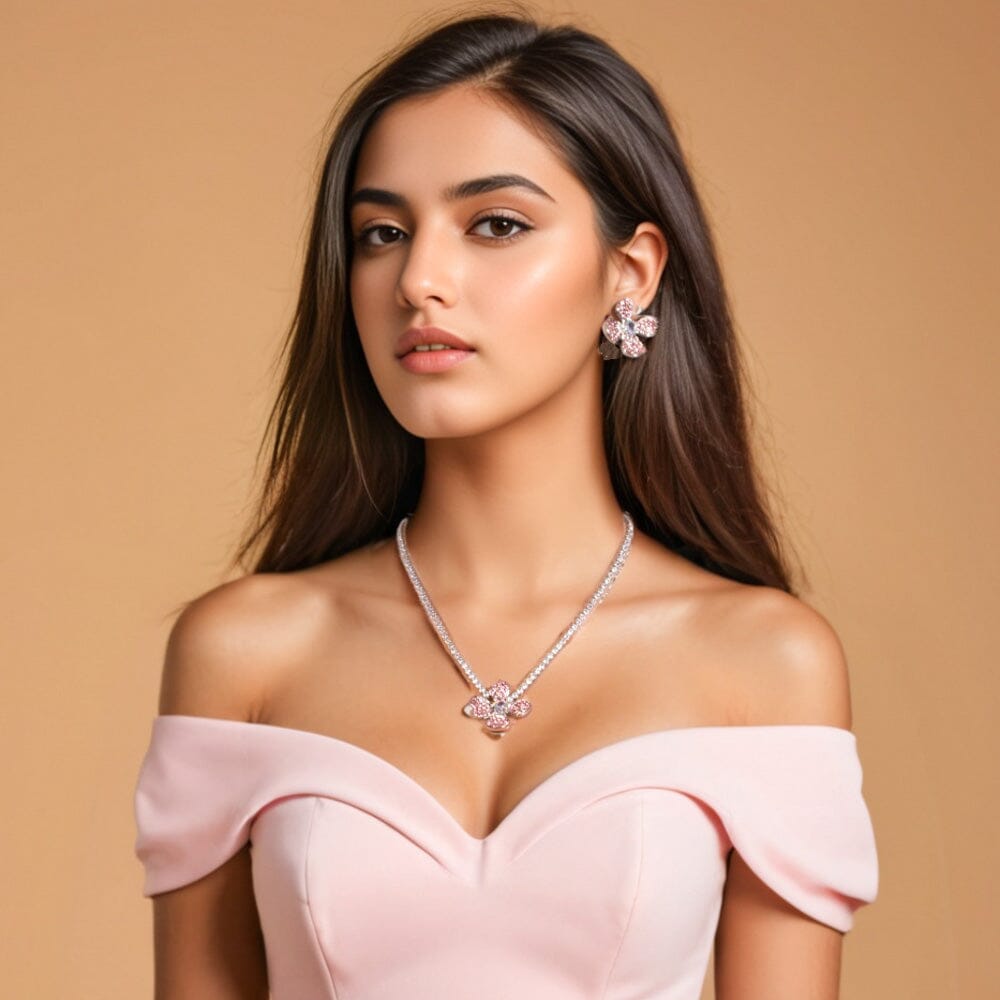 Liana Necklace Set-Pink-Glitterati Collection