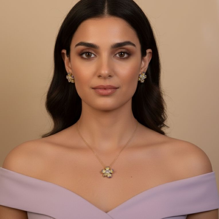 Lilac Lustre Pendant Set - Edgy Collection