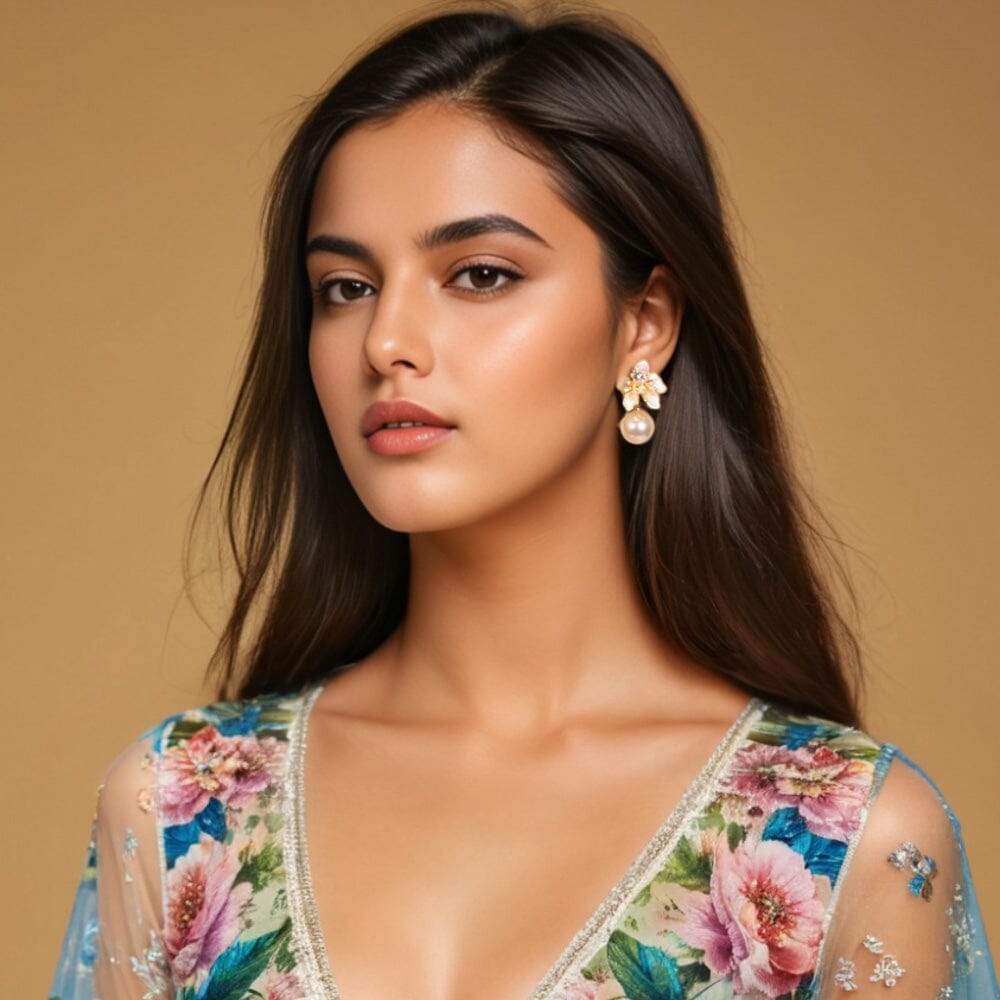 Lily Pearl Earrings - Nature Collection