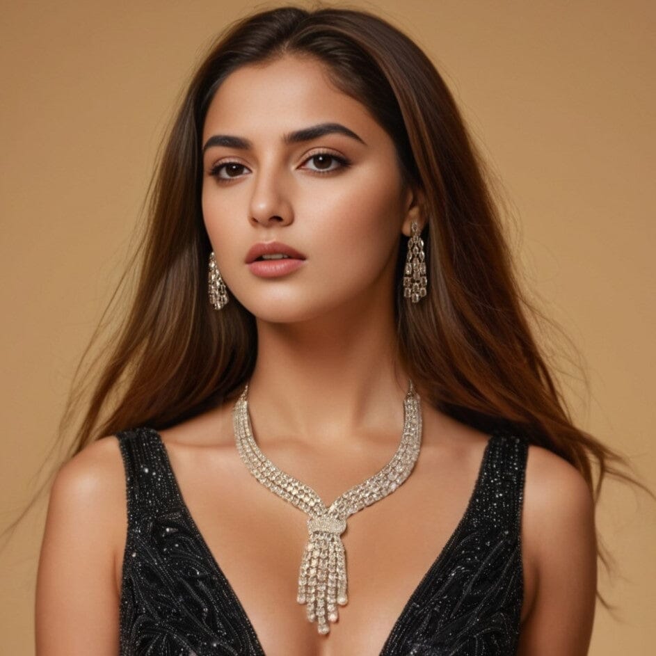 Limelight Statement Necklace Set - White