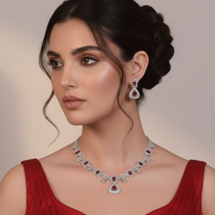 Lucia Necklace Set - Red