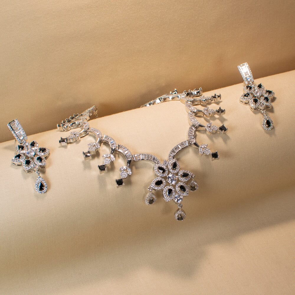 Maahika Crystals Necklace Set - Black