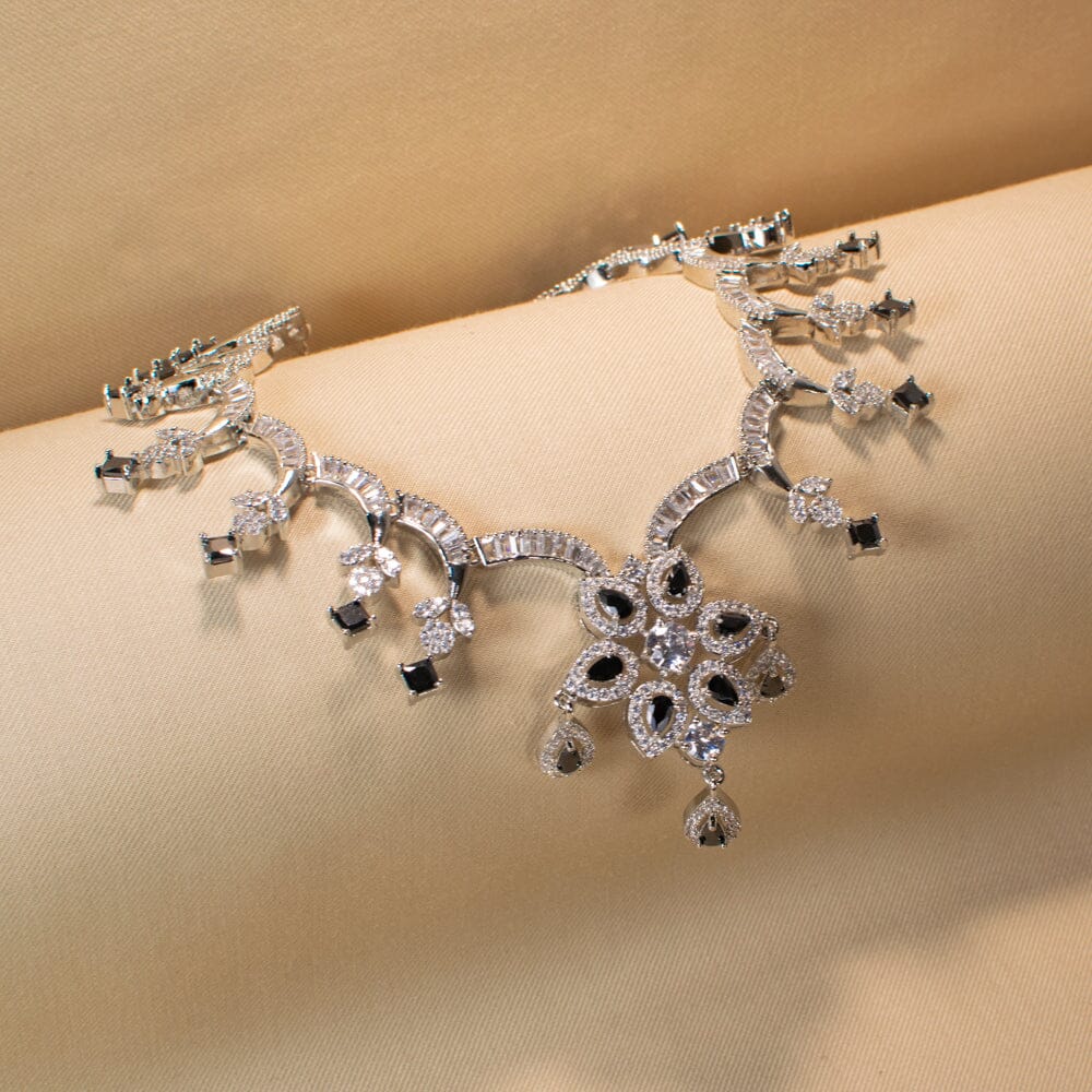 Maahika Crystals Necklace Set - Black