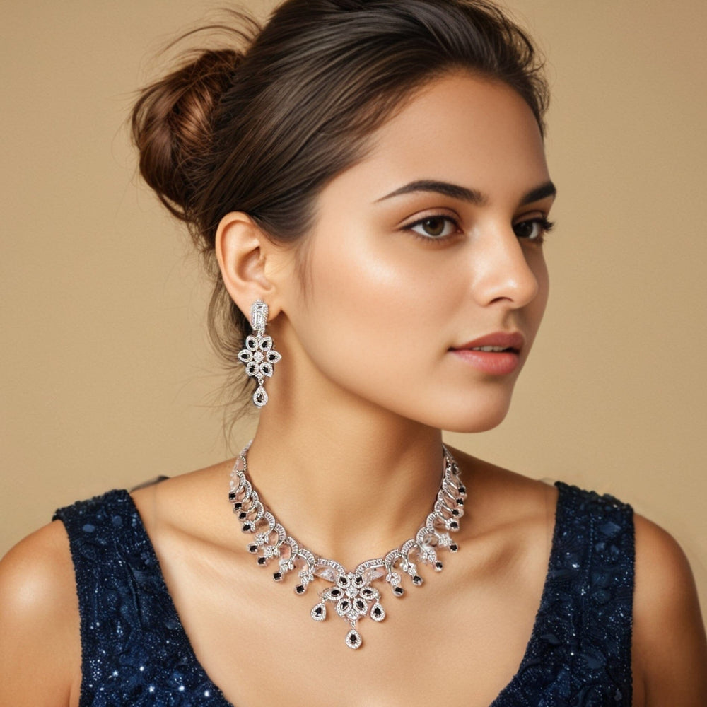 Maahika Crystals Necklace Set - Blue