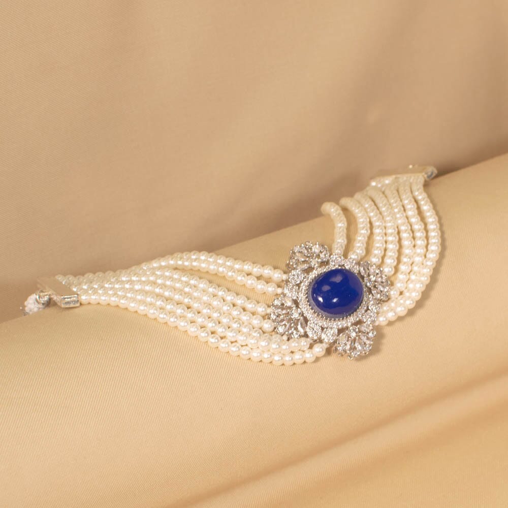 Maani Pearl Choker - Blue - Pratha Collection