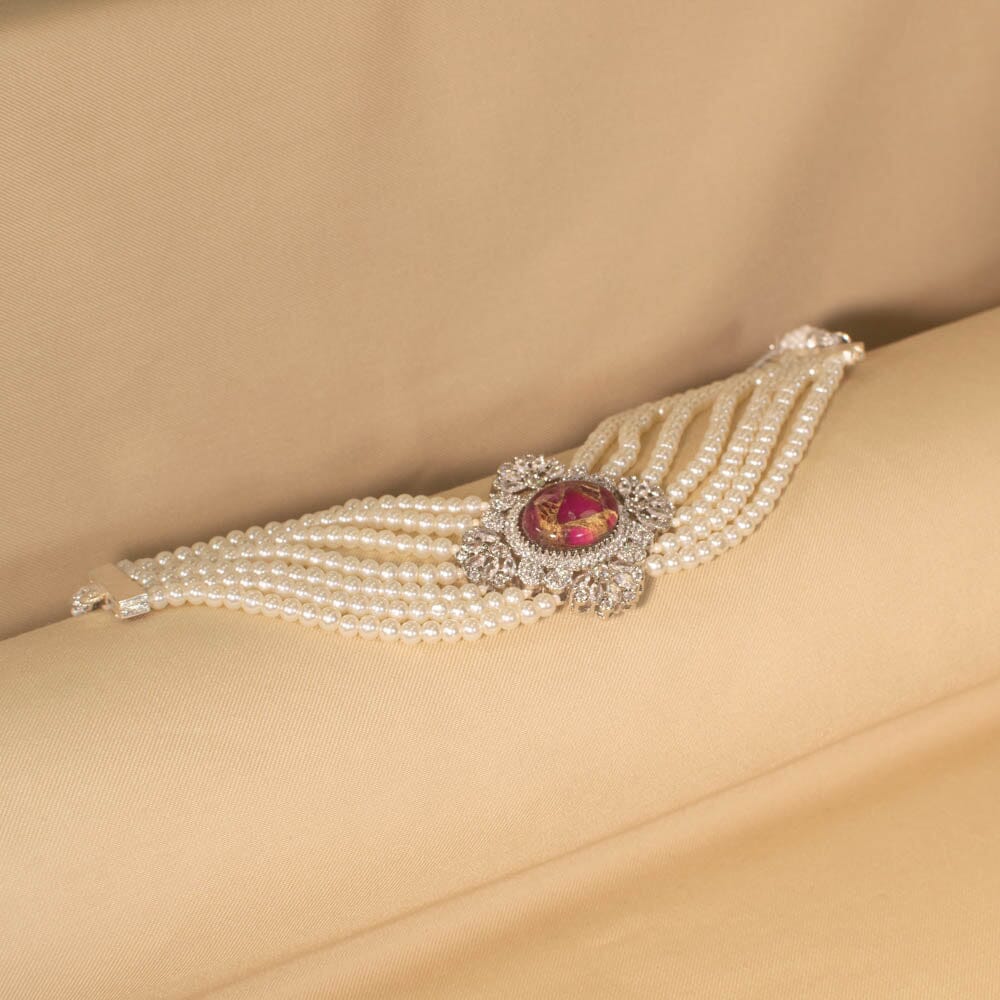 Maani Pearl Choker - Pink - Pratha Collection