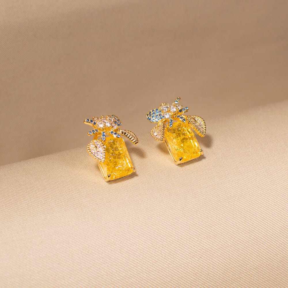 Marsha Studs-Yellow-Glitterati Collection