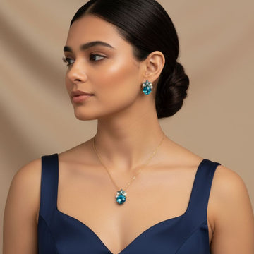 Mistara Pendant Set-Blue-Glitterati Collection