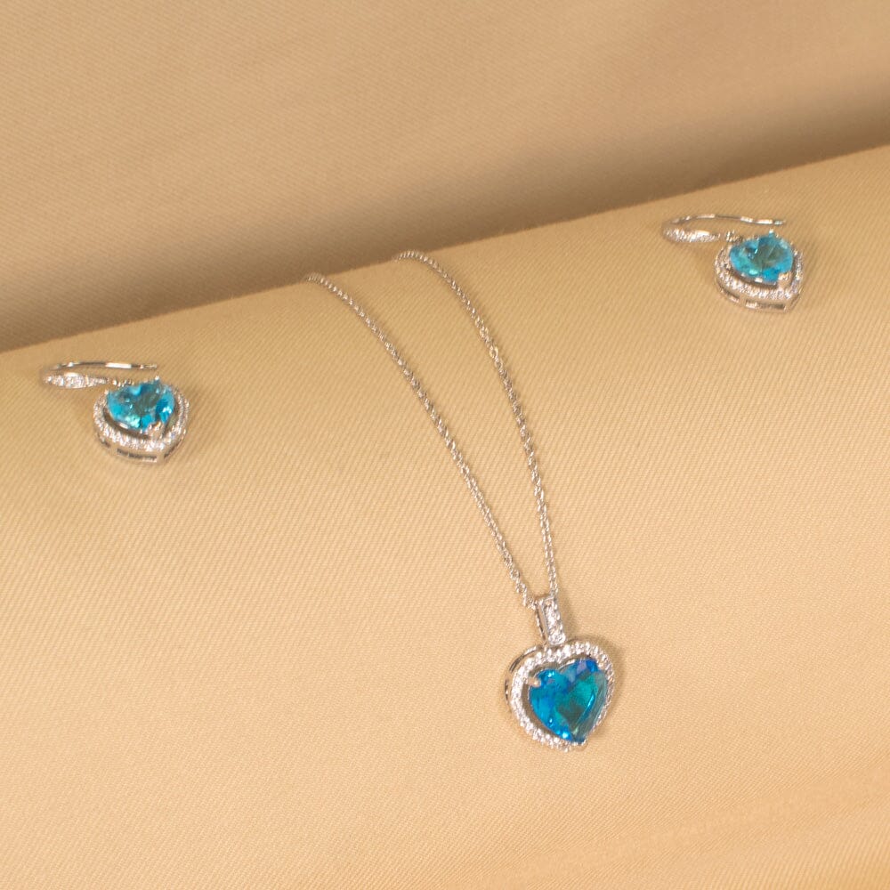 Ocean Heart Pendant Set - Glitterati Collection