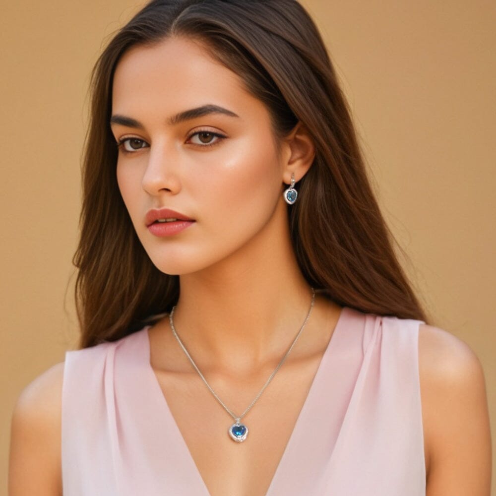 Ocean Heart Pendant Set - Glitterati Collection