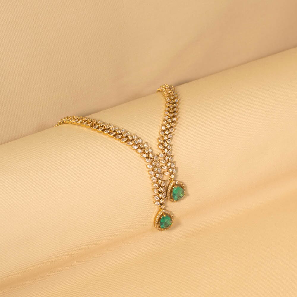 Ocean Whisper Asymmetric Necklace Set - Sea Green - Glitterati Collection