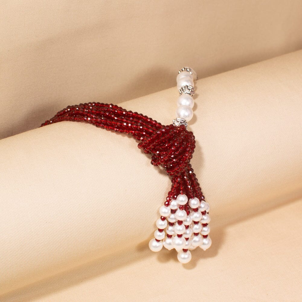 Ormira Necklace Set-Red-Pratha Collection