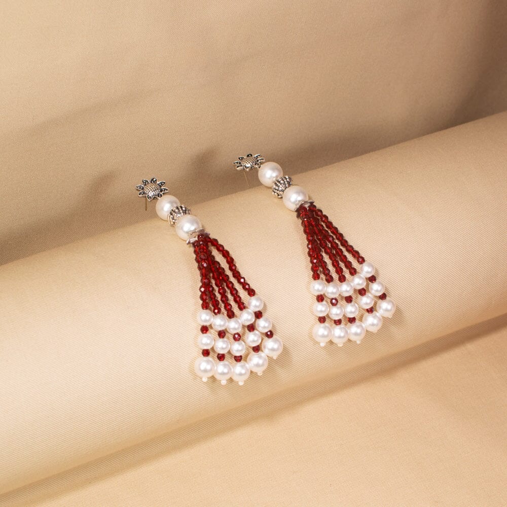Ormira Necklace Set-Red-Pratha Collection