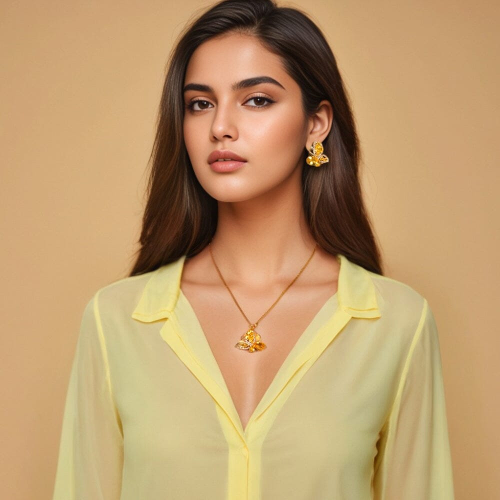 Papillon Pendant Set-Yellow-Glitterati Collection