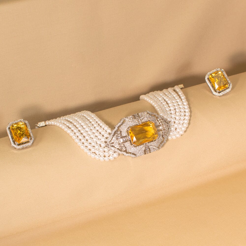 Pearlux Statement Choker Set - Yellow