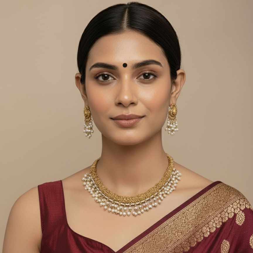 Pearly Gold Necklace Set-Sparsh Collection