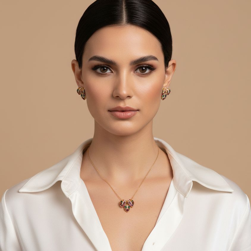 Petal Burst Pendant Set - Raksha Bandhan Collection