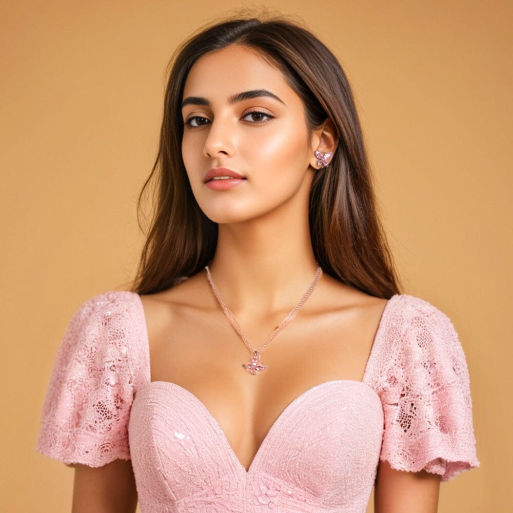 Petal Pendant Set-Pink-Minima Collection