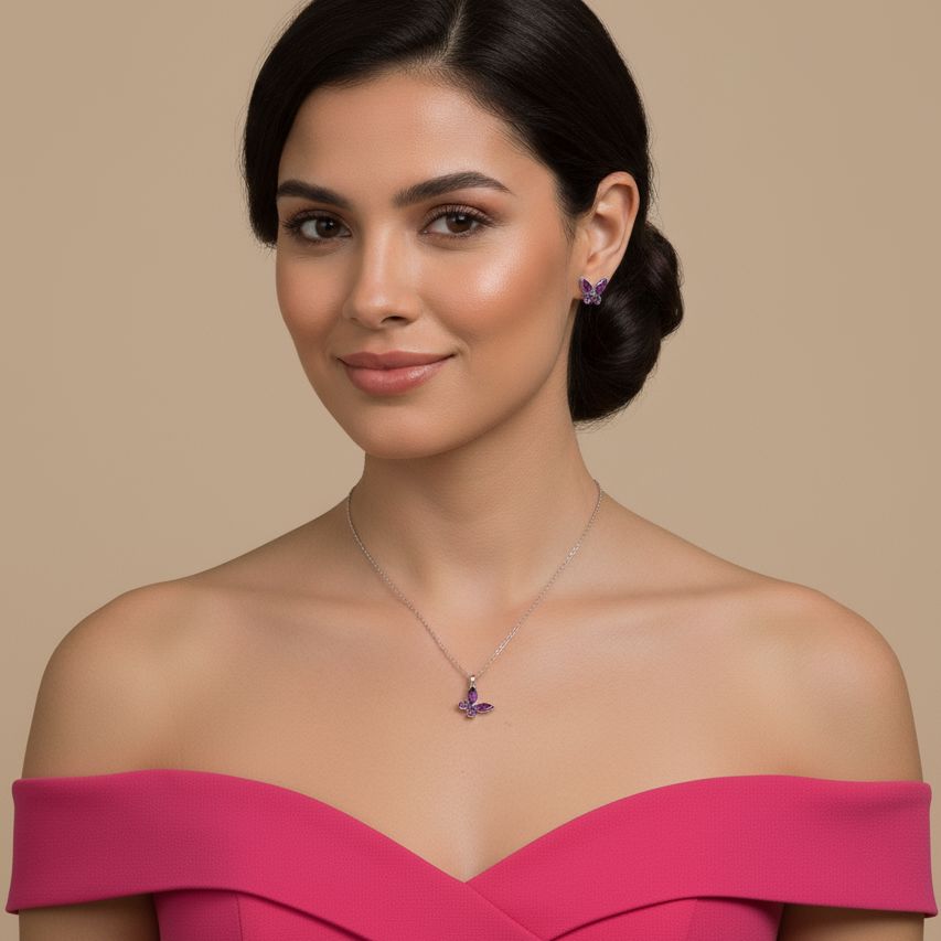 Petal Pendant Set-Purple-Minima Collection