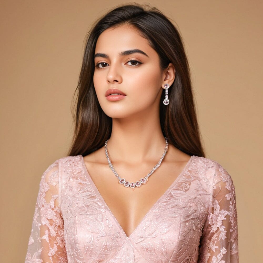 Pink Radiance Necklace Set-Glitterati Collection