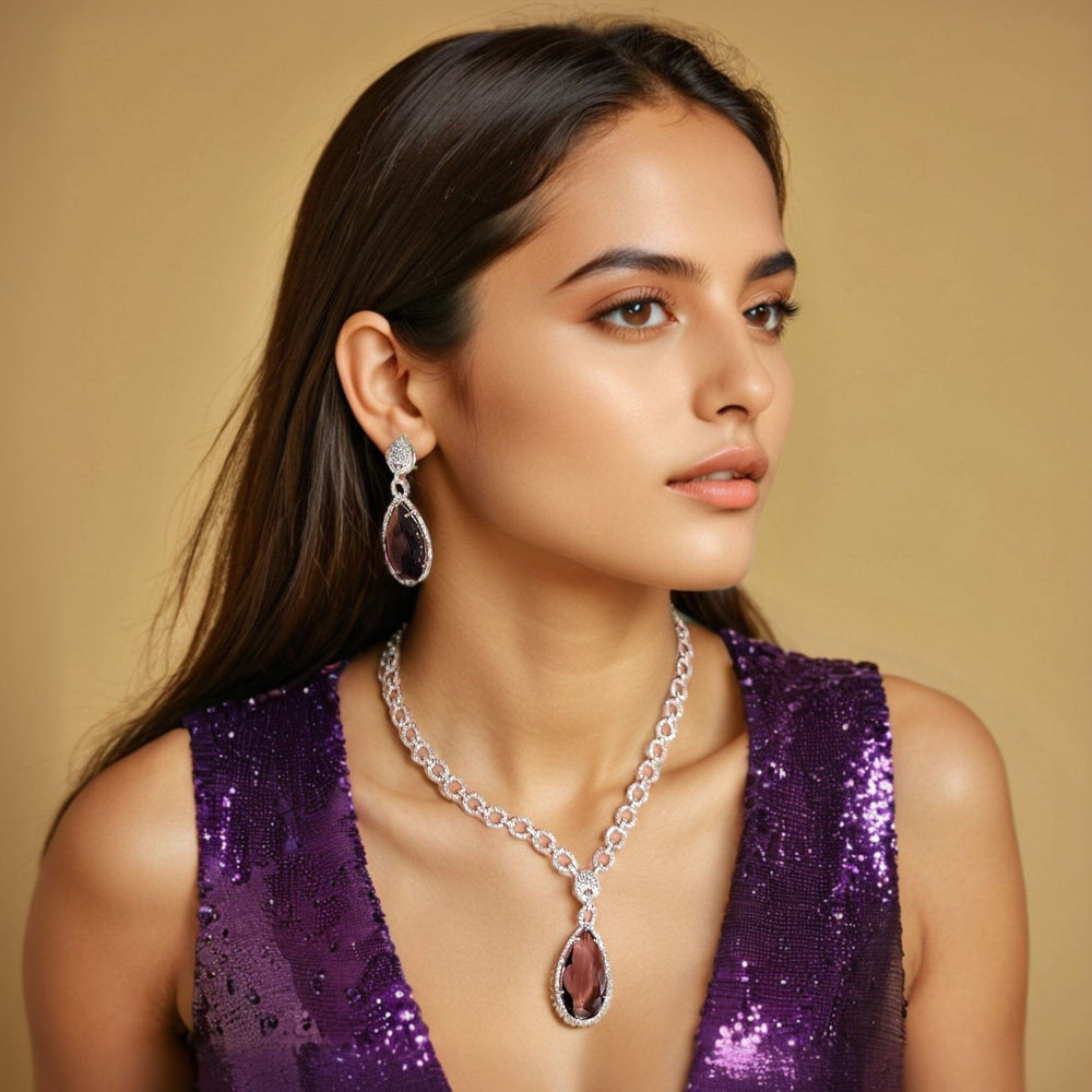 Purple Paradise Teardrop Necklace Set