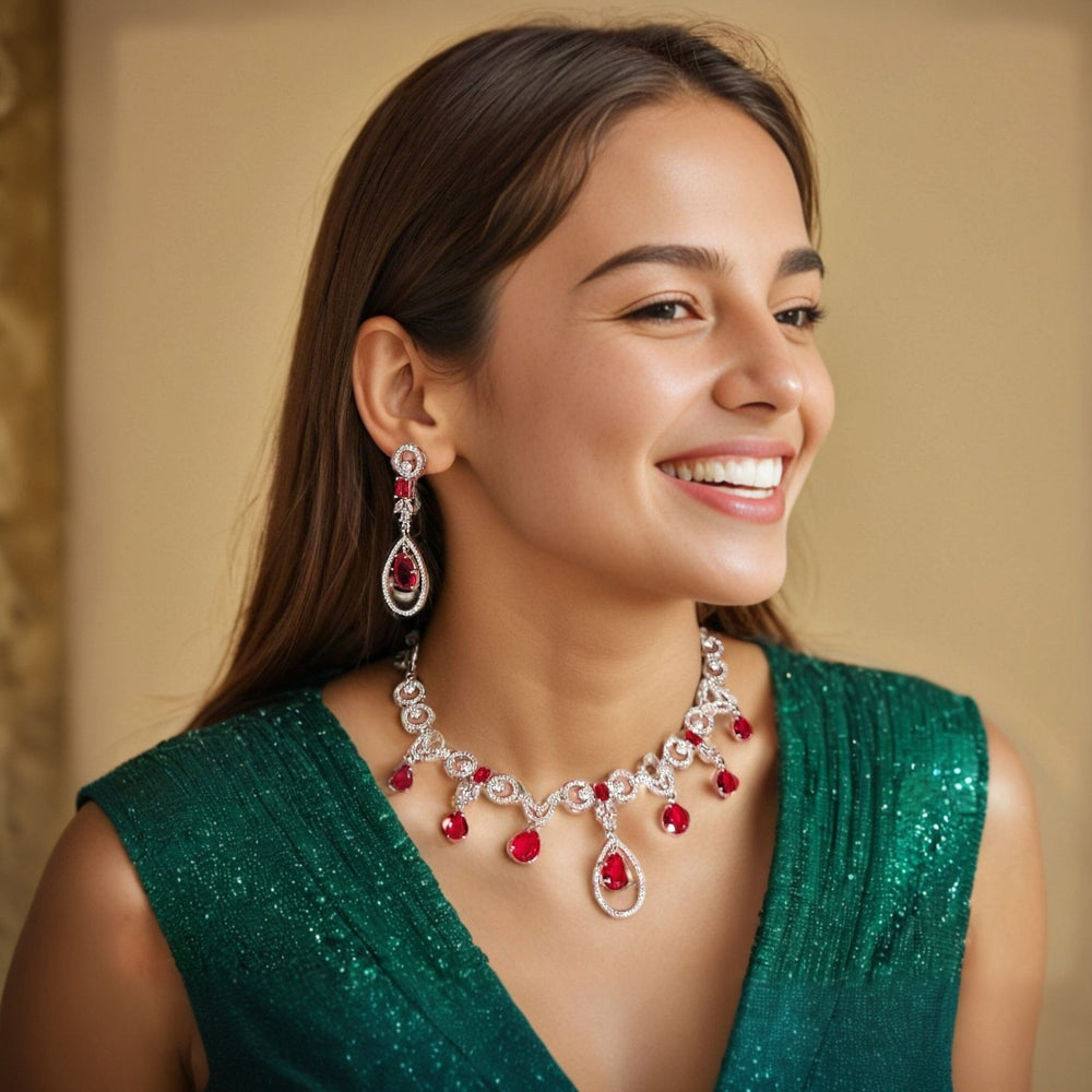 Raasha Necklace Set - Red