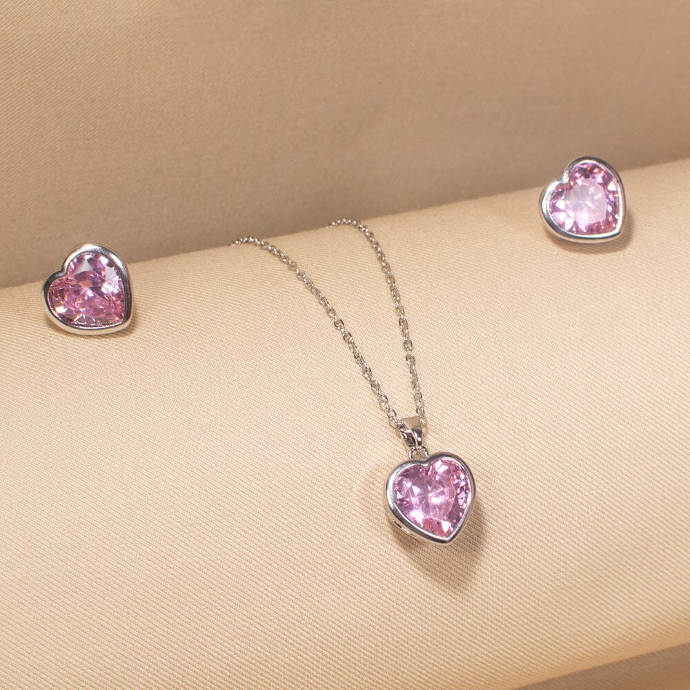 Radiant Heart Pendant Set-Pink-Minima Collection