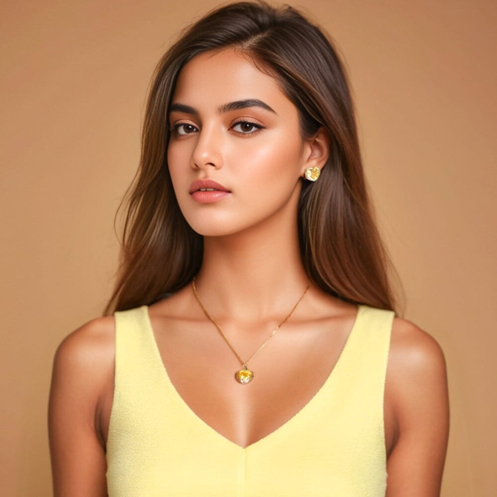 Radiant Heart Pendant Set-Yellow-Minima Collection
