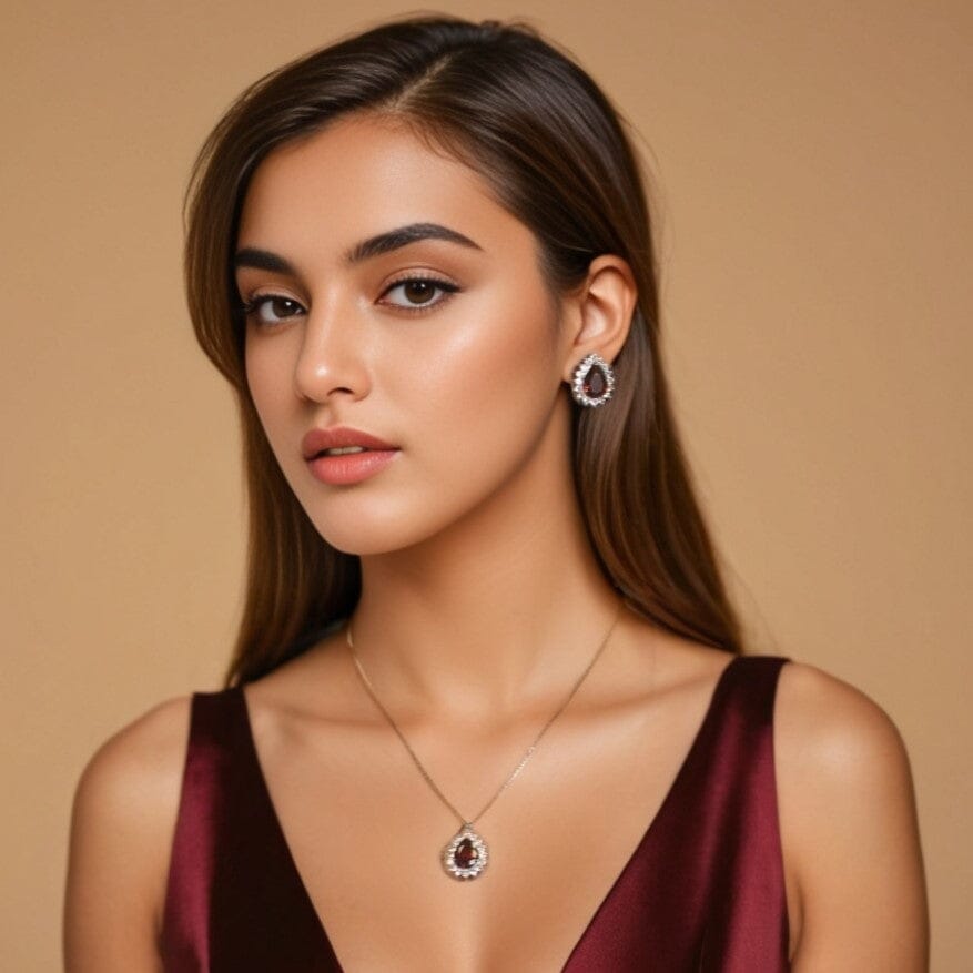 Red Wine Pendant Set - Glitterati Collection