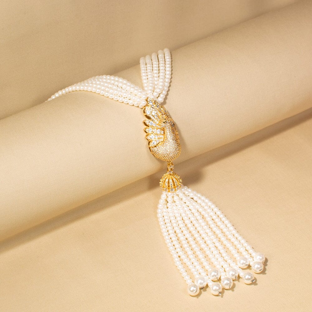 Regal Peacock Pearl Tassel Set