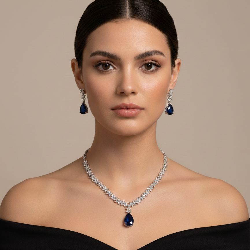 Regal Splendor Necklace Set - Blue