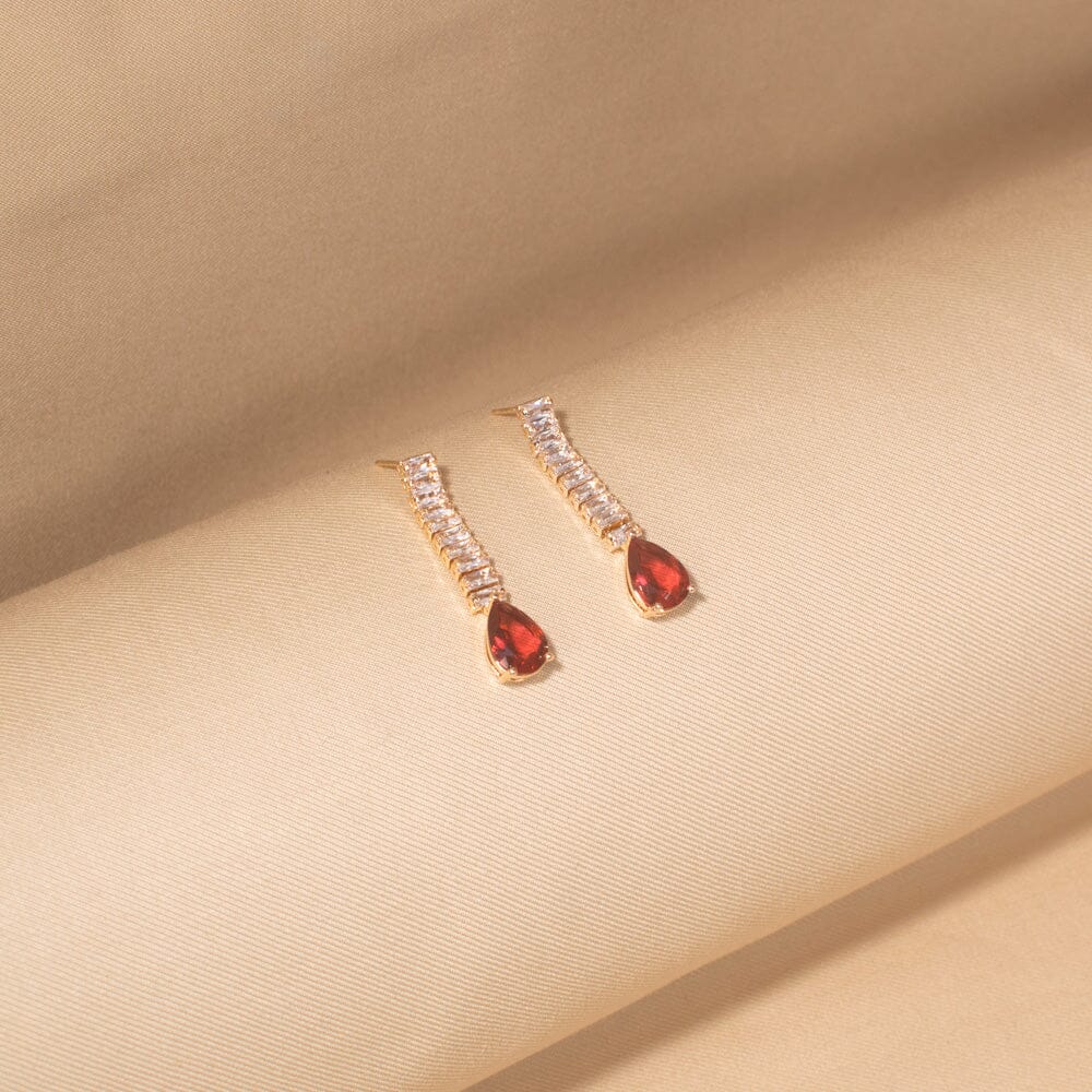 Ruby Rainfall Earrings-Glitterati Collection