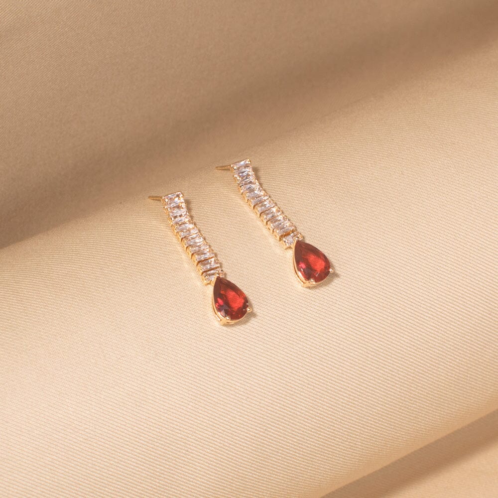 Ruby Rainfall Earrings-Glitterati Collection