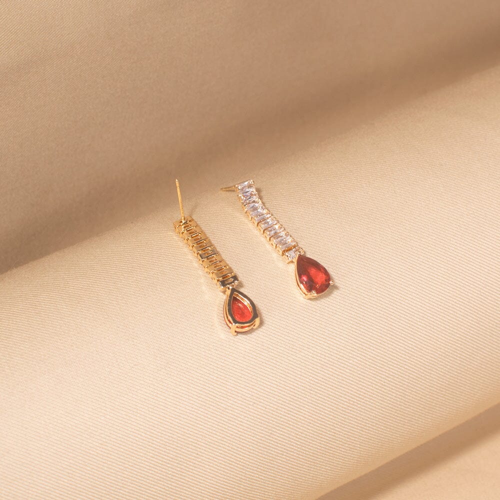 Ruby Rainfall Earrings-Glitterati Collection
