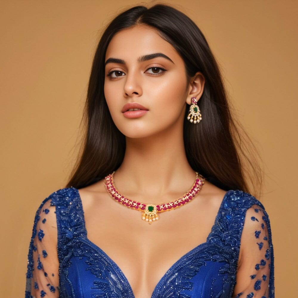 Ruby Vine Luxury Necklace Set-Sparsh Collection