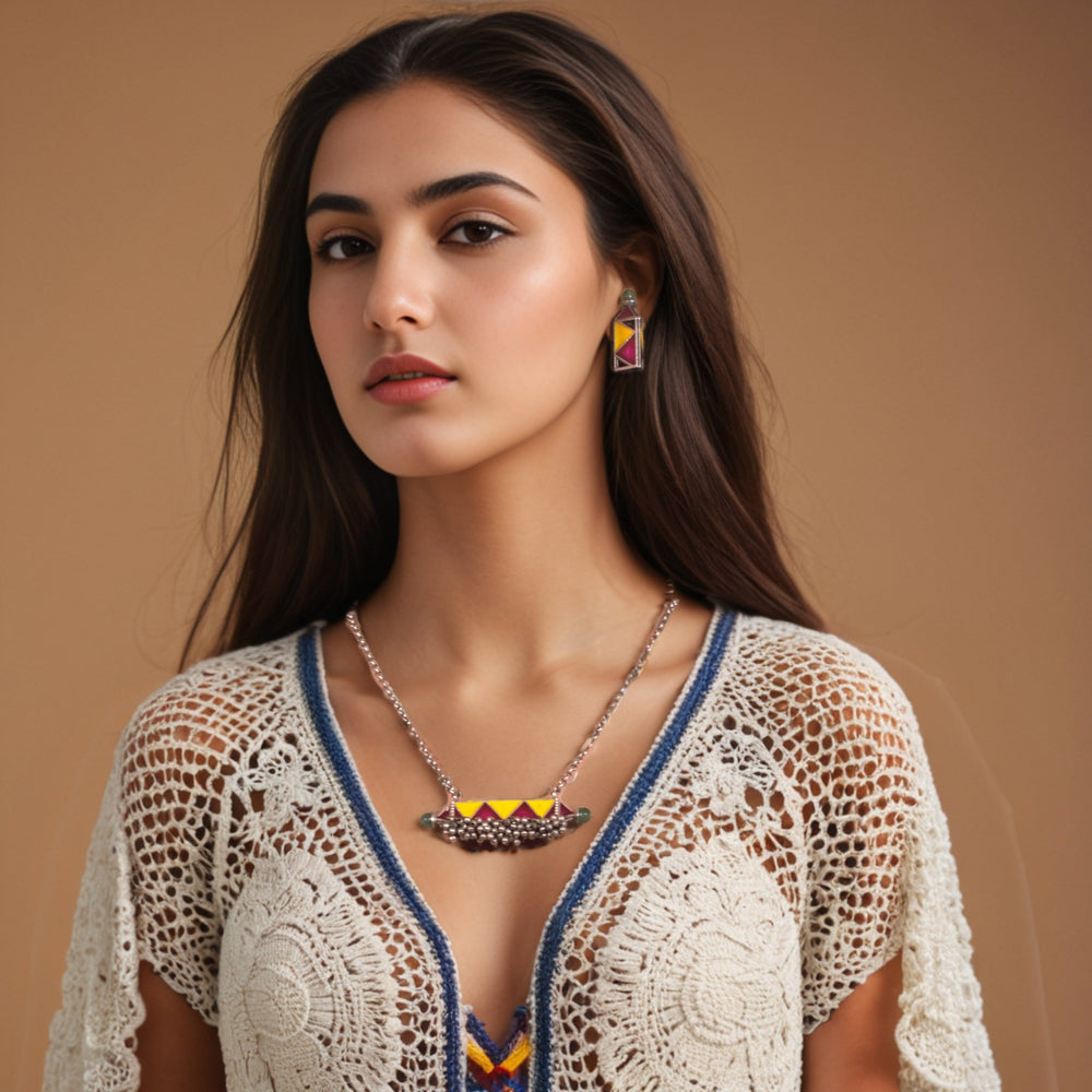 Rupika Silver Replica Necklace Set - Rajata Collection