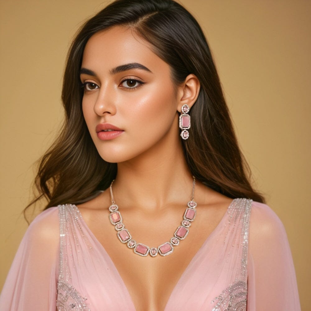 Saisha Necklace Set - Pink - Glitterati Collection