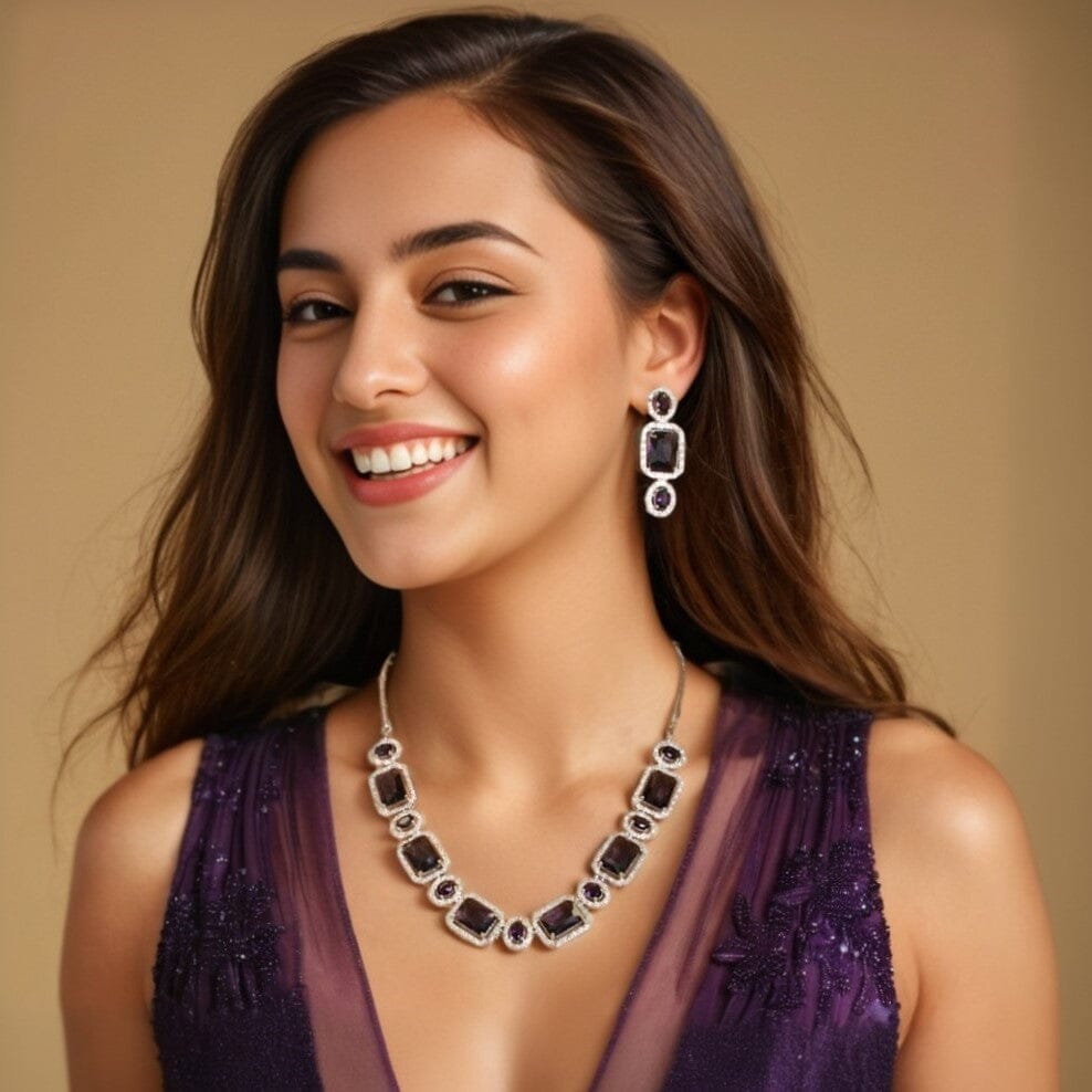 Saisha Necklace Set - Purple - Glitterati Collection