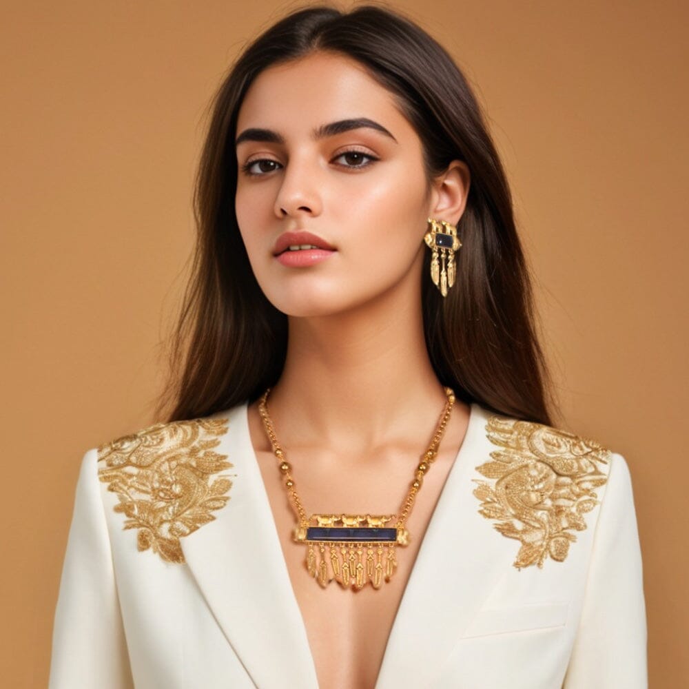 Savannah Necklace Set-Blue-Sparsh Collection